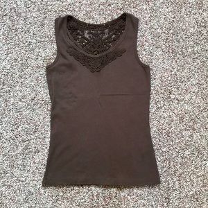 Tank top with floral lace insets